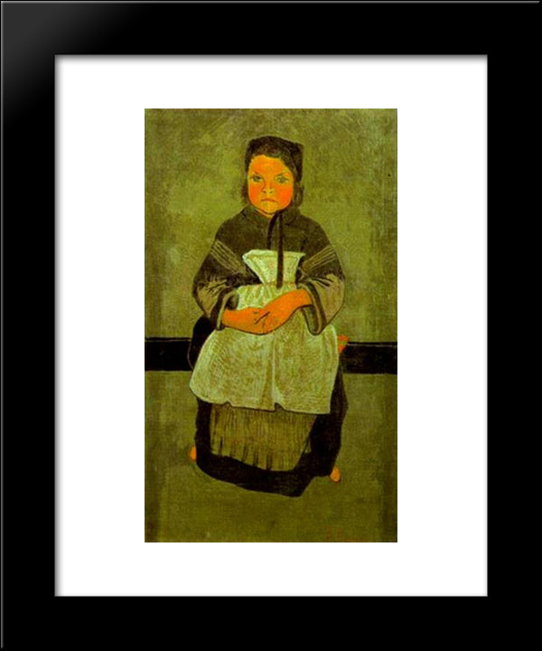 Little Breton Girl Seated (Portrait Of Marie Francisaille) 20x24 Black Modern Wood Framed Art Print Poster by Serusier, Paul