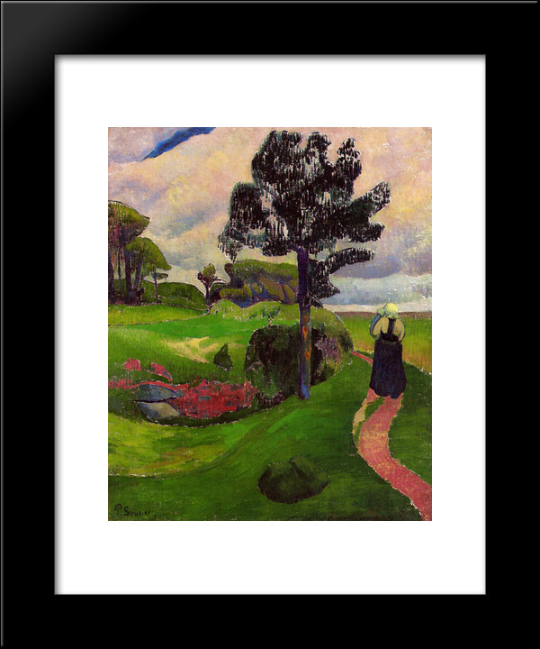 Mother And Child On A Breton Landscape 20x24 Black Modern Wood Framed Art Print Poster by Serusier, Paul