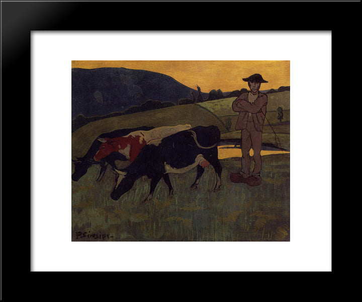 Peasant With Three Crows 20x24 Black Modern Wood Framed Art Print Poster by Serusier, Paul
