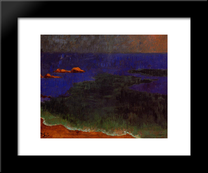 The Seat At Poldu Sunset 20x24 Black Modern Wood Framed Art Print Poster by Serusier, Paul