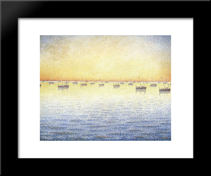 Concarneau, Opus 221 (Adagio) 20x24 Black Modern Wood Framed Art Print Poster by Signac, Paul