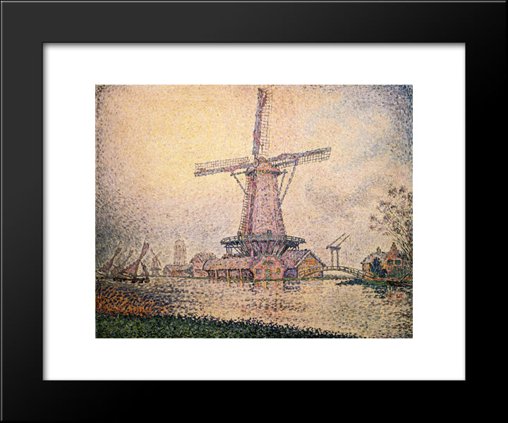 Dutch Mill At Edam 20x24 Black Modern Wood Framed Art Print Poster by Signac, Paul