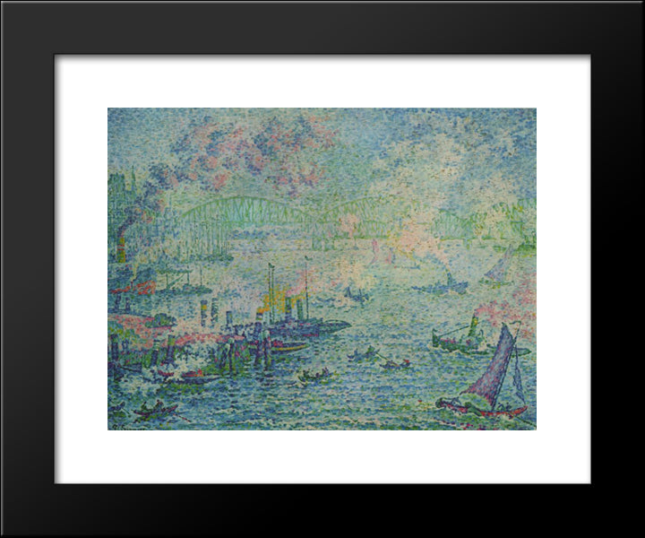 Rotterdam Harbour 20x24 Black Modern Wood Framed Art Print Poster by Signac, Paul