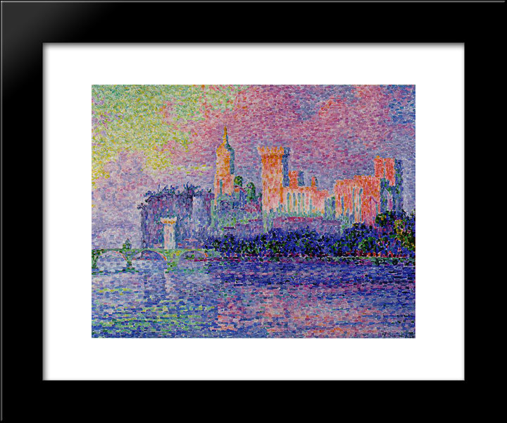 The Papal Palace, Avignon 20x24 Black Modern Wood Framed Art Print Poster by Signac, Paul