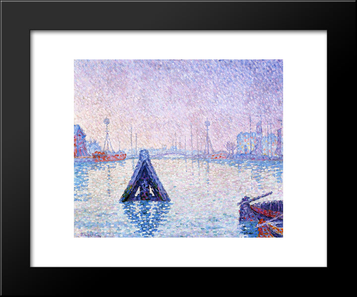 The Port At Vlissingen, Boats And Lighthouses 20x24 Black Modern Wood Framed Art Print Poster by Signac, Paul