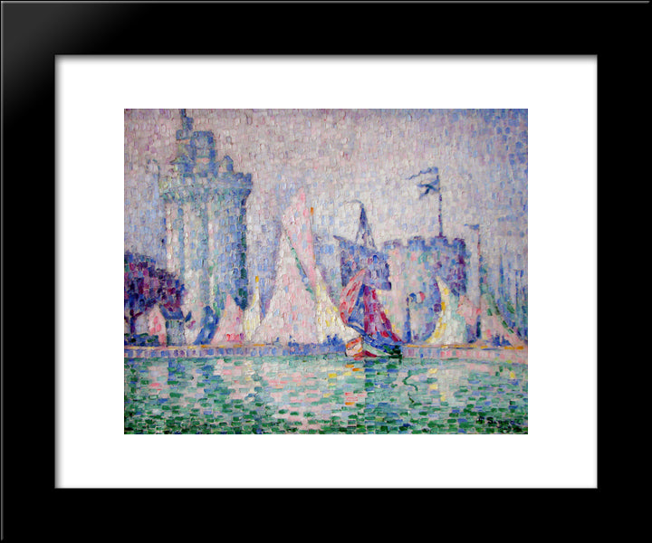 The Port Of La Rochelle 20x24 Black Modern Wood Framed Art Print Poster by Signac, Paul