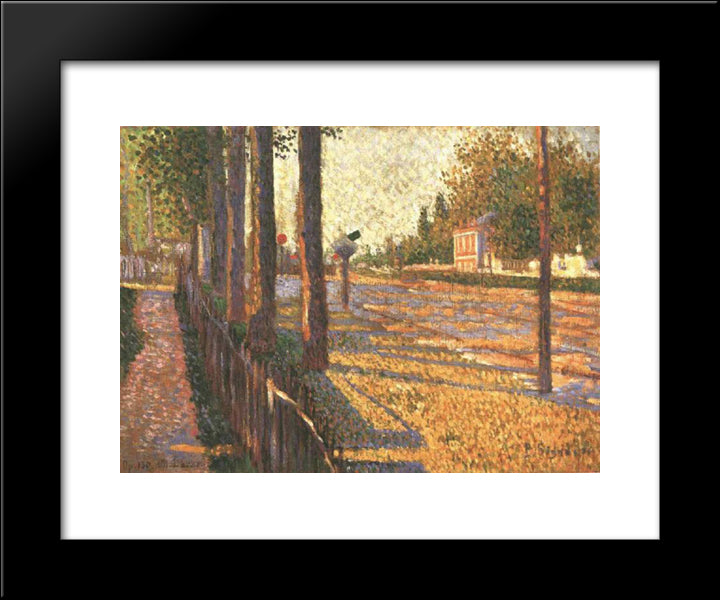 The Railway At Bois Colombes 20x24 Black Modern Wood Framed Art Print Poster by Signac, Paul
