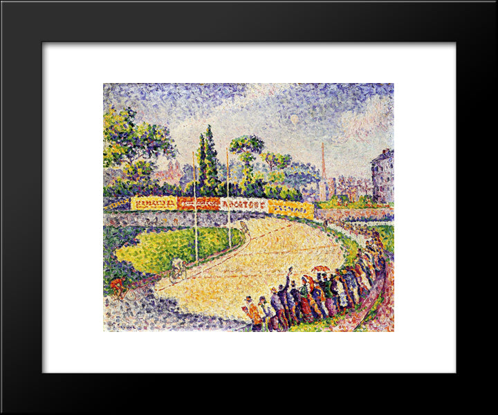 The Velodrome 20x24 Black Modern Wood Framed Art Print Poster by Signac, Paul