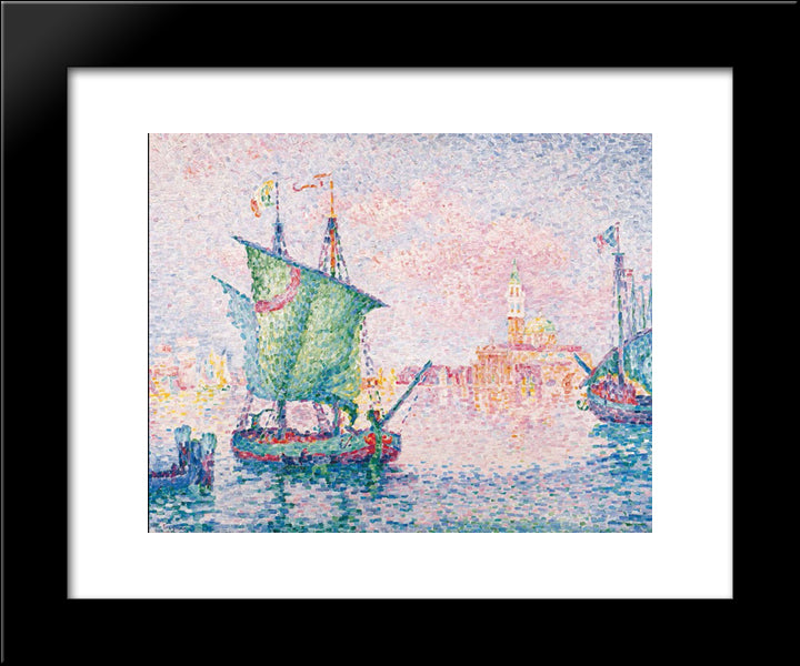 Venice, The Pink Cloud 20x24 Black Modern Wood Framed Art Print Poster by Signac, Paul