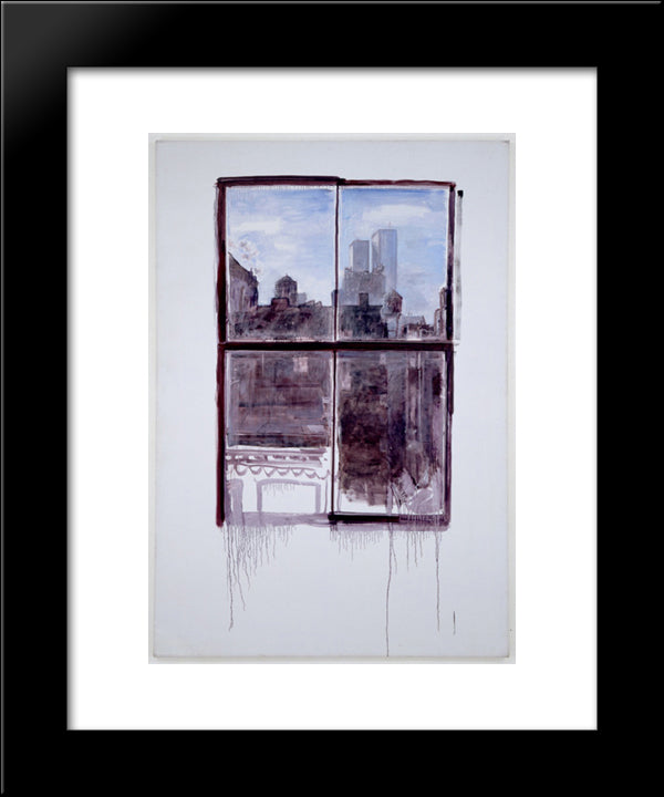 Untitled (Cityscape With Twin Towers) 20x24 Black Modern Wood Framed Art Print Poster by Thek, Paul
