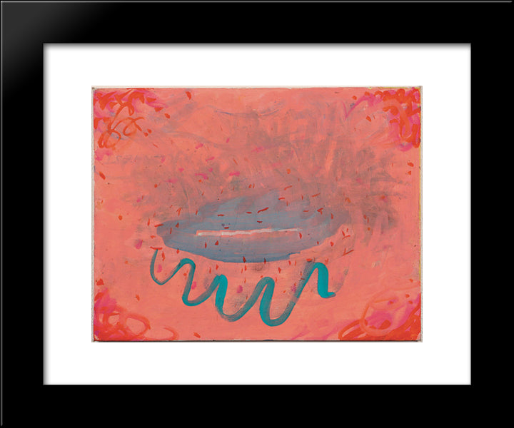 Untitled (Lips With Turquoise) 20x24 Black Modern Wood Framed Art Print Poster by Thek, Paul