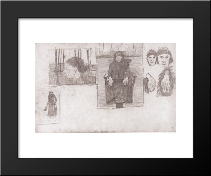 Composition Sketch For Seated Old 20x24 Black Modern Wood Framed Art Print Poster by Modersohn Becker, Paula