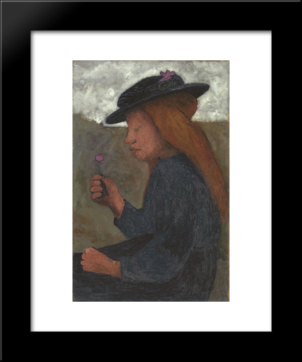 Girl With Black Hat 20x24 Black Modern Wood Framed Art Print Poster by Modersohn Becker, Paula