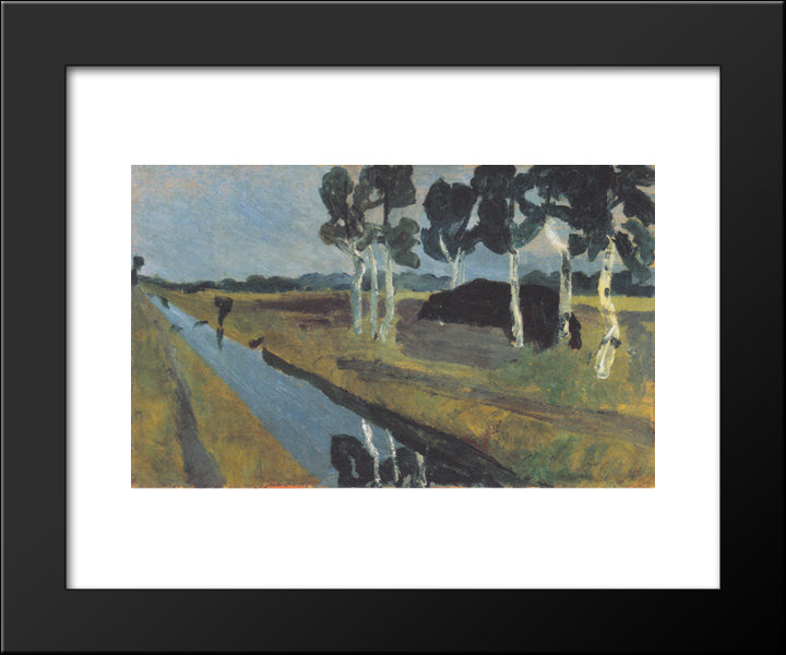 Gray Landscape With Marsh Channel 20x24 Black Modern Wood Framed Art Print Poster by Modersohn Becker, Paula