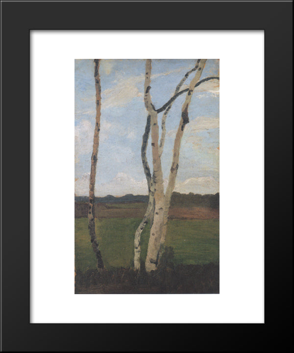 Landscape With Birch Trunks 20x24 Black Modern Wood Framed Art Print Poster by Modersohn Becker, Paula