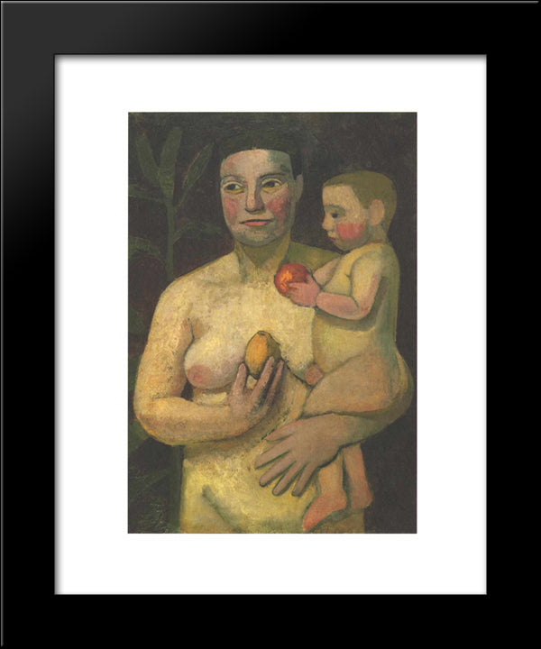 Mother And Child 20x24 Black Modern Wood Framed Art Print Poster by Modersohn Becker, Paula