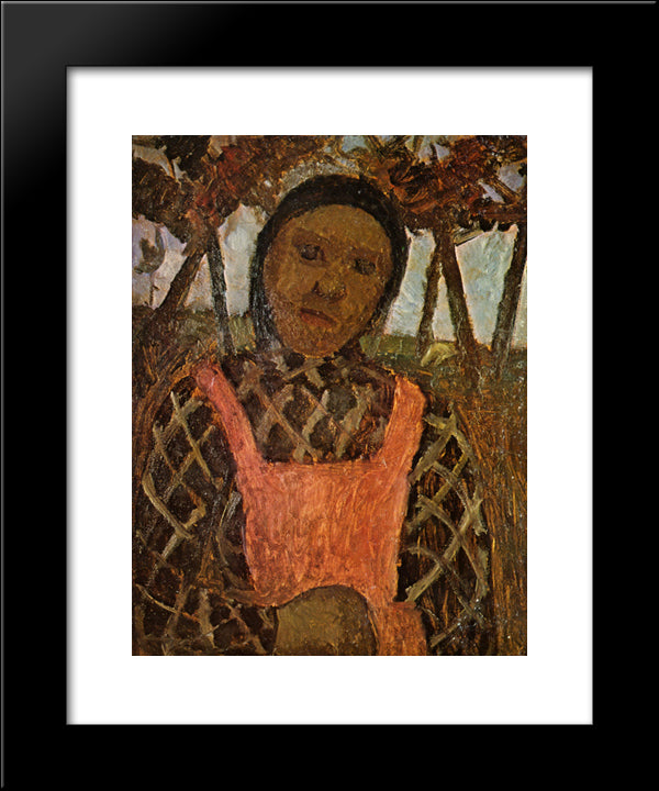 Peasant Child With Pink Apron 20x24 Black Modern Wood Framed Art Print Poster by Modersohn Becker, Paula