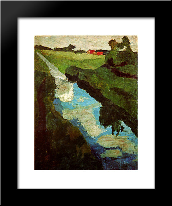 Peat Digging 20x24 Black Modern Wood Framed Art Print Poster by Modersohn Becker, Paula