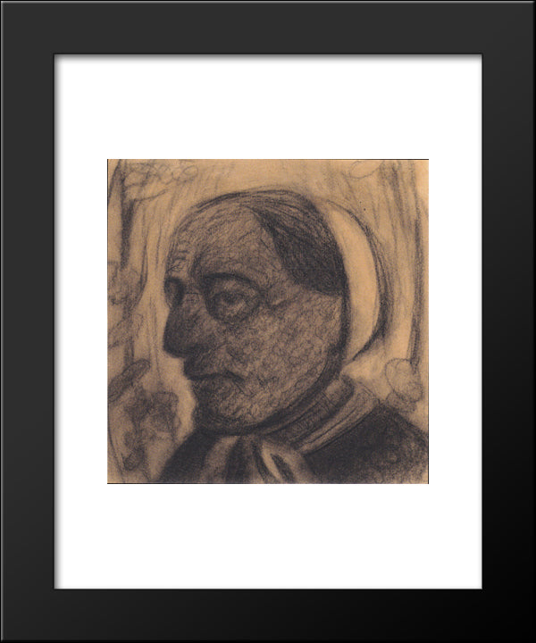 Portrait Of A Peasant Woman With Hood 20x24 Black Modern Wood Framed Art Print Poster by Modersohn Becker, Paula