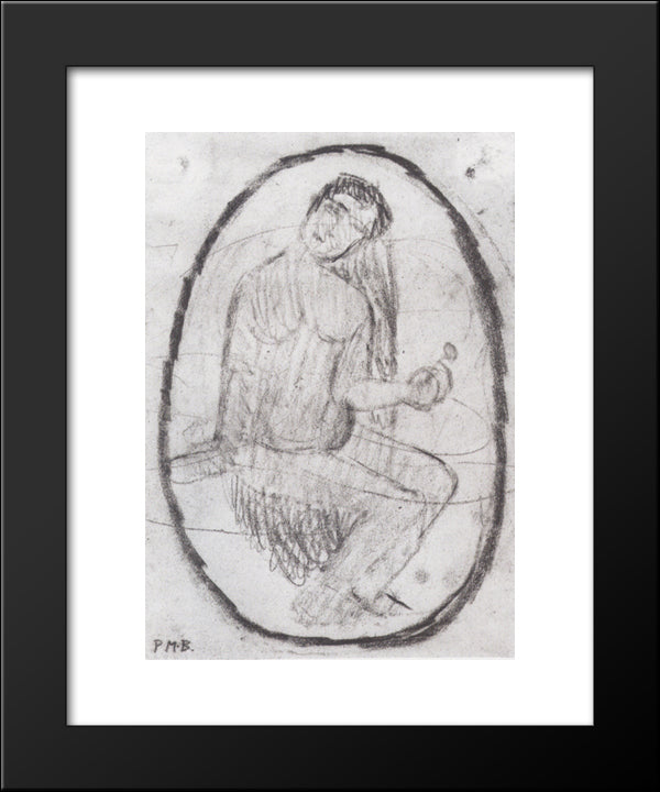 Seated Nude With A Flower 20x24 Black Modern Wood Framed Art Print Poster by Modersohn Becker, Paula