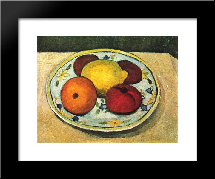 Still Life With Lemon, Orange And Tomato 20x24 Black Modern Wood Framed Art Print Poster by Modersohn Becker, Paula