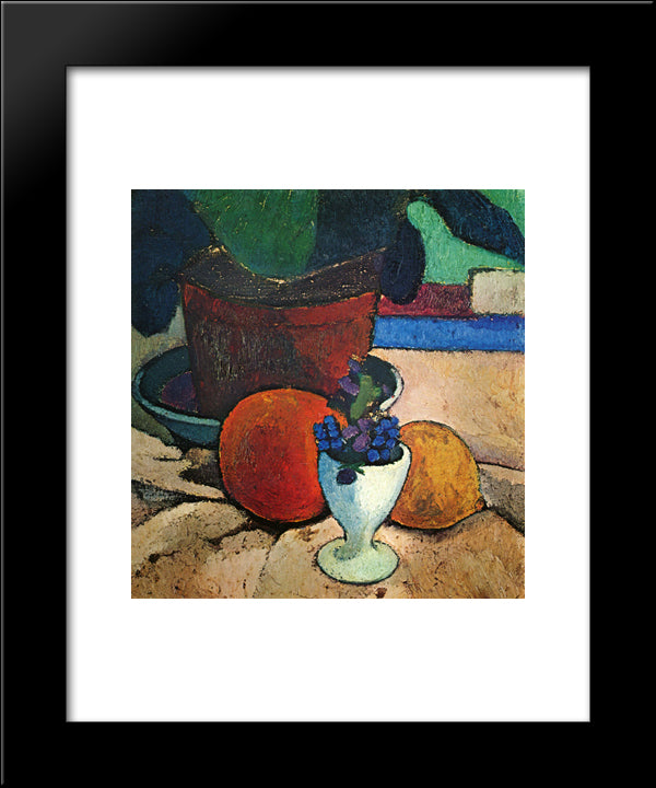 Still Life With Plant, Lemon And Orange 20x24 Black Modern Wood Framed Art Print Poster by Modersohn Becker, Paula