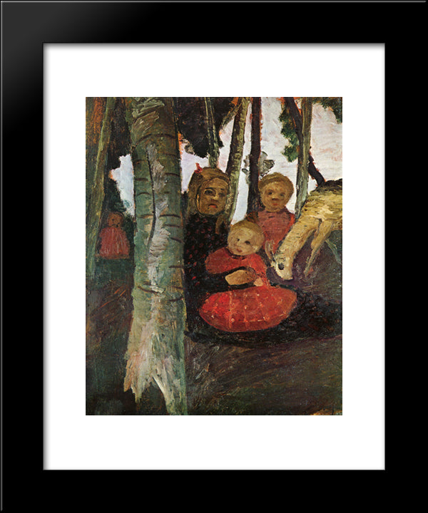 Three Children With Goat In The Birch Forest 20x24 Black Modern Wood Framed Art Print Poster by Modersohn Becker, Paula