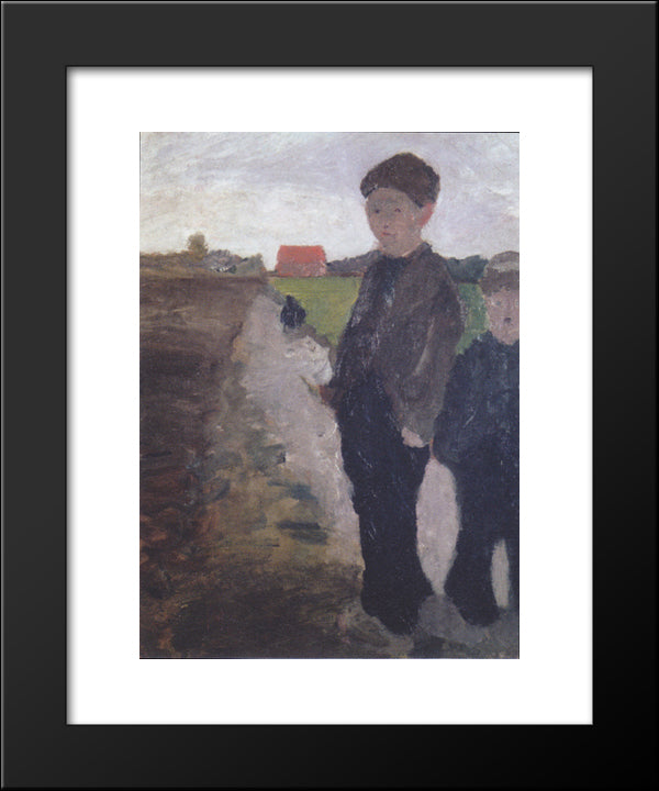 Two Boys On Moorkanal 20x24 Black Modern Wood Framed Art Print Poster by Modersohn Becker, Paula