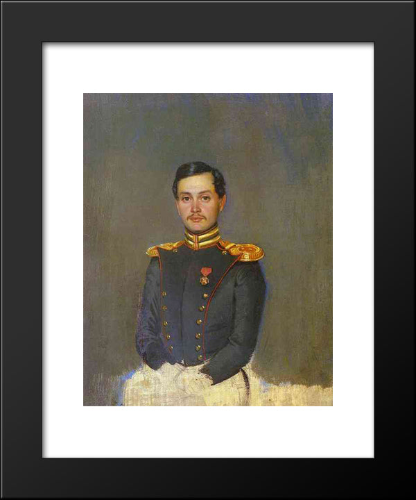 Portrait Of Second Captain Vannovsky 20x24 Black Modern Wood Framed Art Print Poster by Fedotov, Pavel