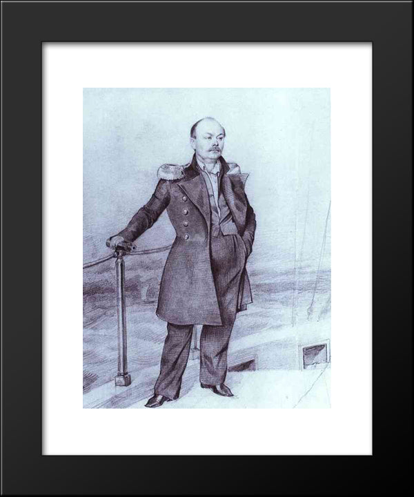 S. D. Shishmarev On Board The Ship 20x24 Black Modern Wood Framed Art Print Poster by Fedotov, Pavel