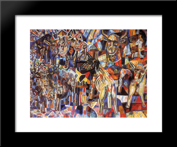 Animals 20x24 Black Modern Wood Framed Art Print Poster by Filonov, Pavel