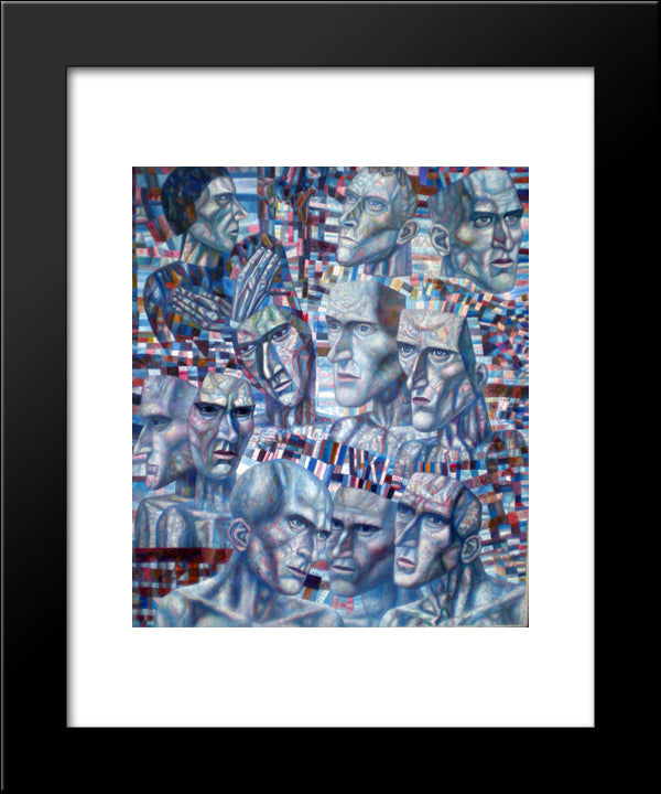 Eleven Heads 20x24 Black Modern Wood Framed Art Print Poster by Filonov, Pavel