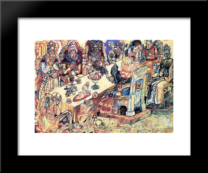 Kings Feast 20x24 Black Modern Wood Framed Art Print Poster by Filonov, Pavel