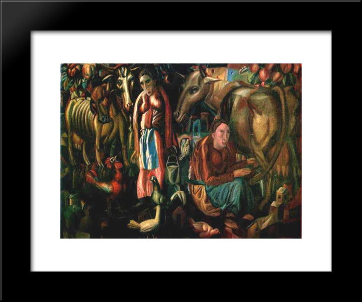 Milkmaids 20x24 Black Modern Wood Framed Art Print Poster by Filonov, Pavel