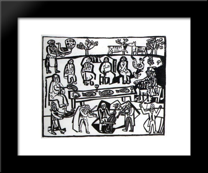 Musicians 20x24 Black Modern Wood Framed Art Print Poster by Filonov, Pavel