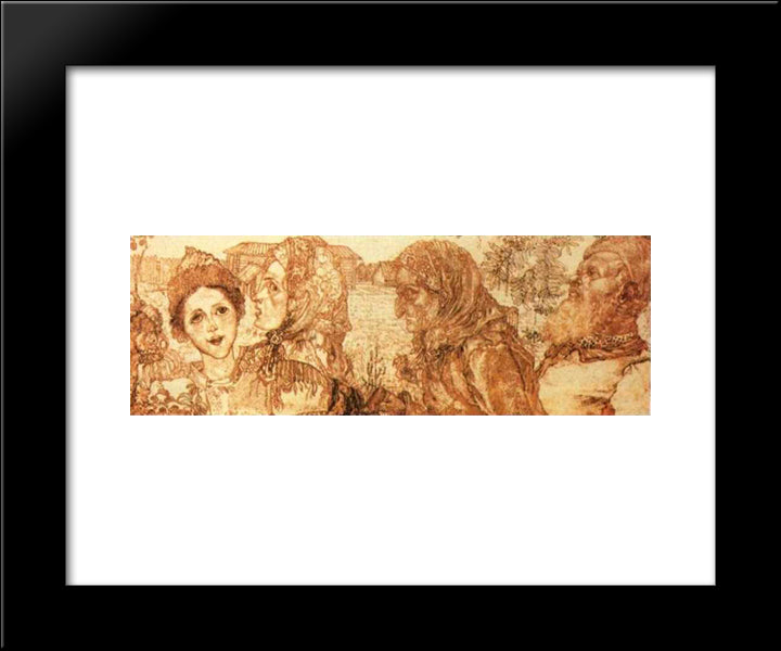 Peasant Family 20x24 Black Modern Wood Framed Art Print Poster by Filonov, Pavel