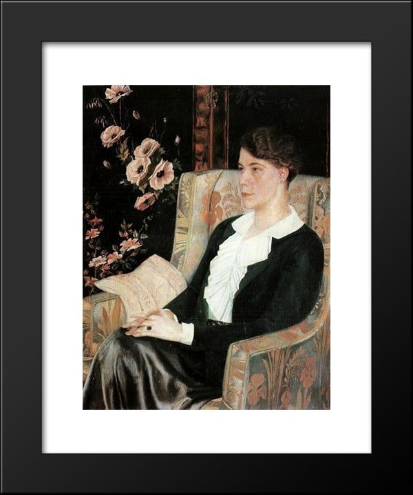 Portrait Of Evdokiya Nikolaevna Glebova, The Artist'S Sister 20x24 Black Modern Wood Framed Art Print Poster by Filonov, Pavel
