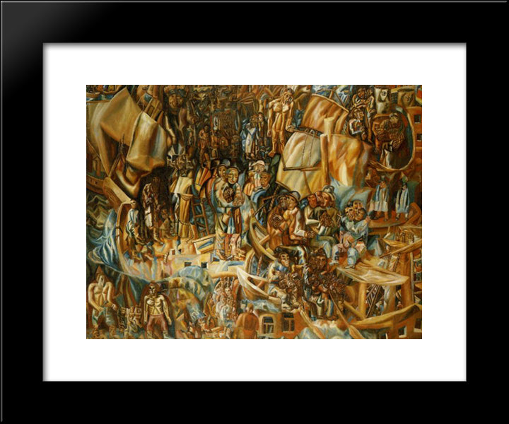 Ships 20x24 Black Modern Wood Framed Art Print Poster by Filonov, Pavel