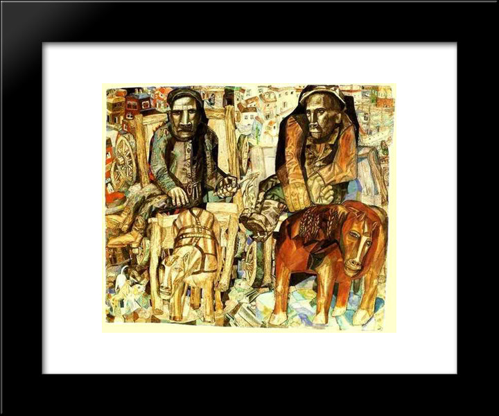 The Dray Men 20x24 Black Modern Wood Framed Art Print Poster by Filonov, Pavel