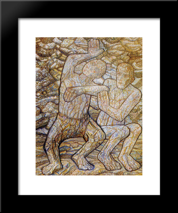 Two Men 20x24 Black Modern Wood Framed Art Print Poster by Filonov, Pavel