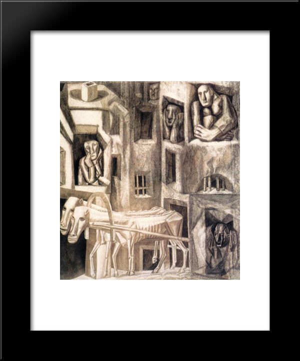 Workers 20x24 Black Modern Wood Framed Art Print Poster by Filonov, Pavel