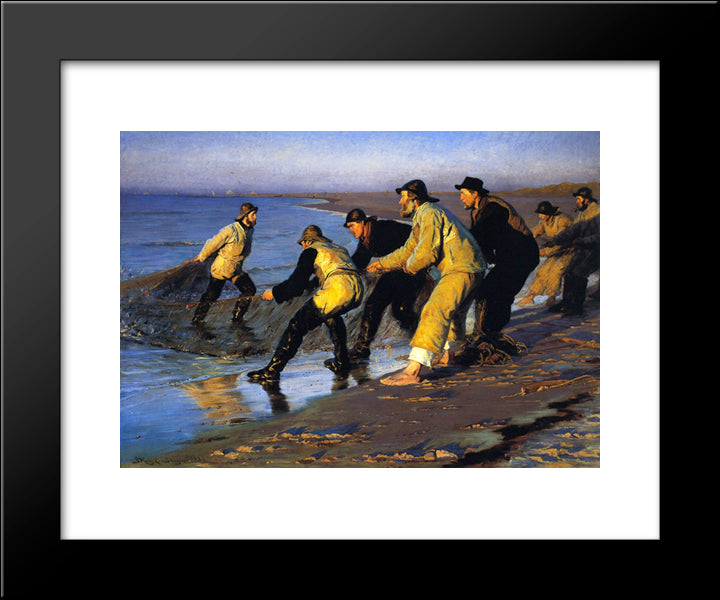 Fishermen Hauling The Net On Skagen'S North Beach 20x24 Black Modern Wood Framed Art Print Poster by Kroyer, Peder Severin