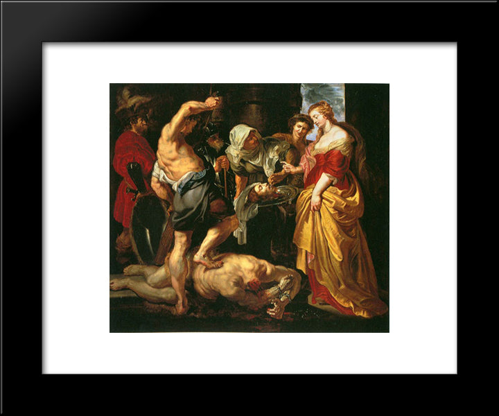 Beheading Of St. John The Baptist 20x24 Black Modern Wood Framed Art Print Poster by Rubens, Peter Paul