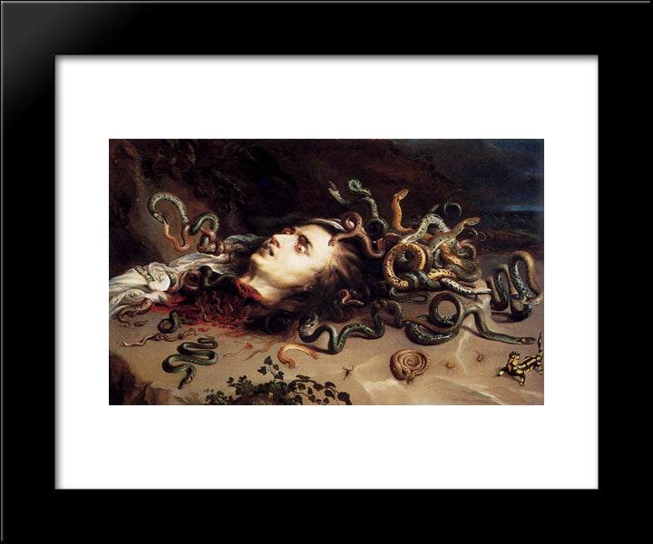 Head Of Medusa 20x24 Black Modern Wood Framed Art Print Poster by Rubens, Peter Paul