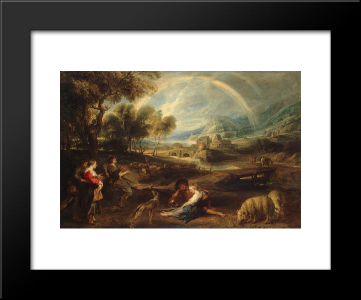 Landscape With A Rainbow 20x24 Black Modern Wood Framed Art Print Poster by Rubens, Peter Paul