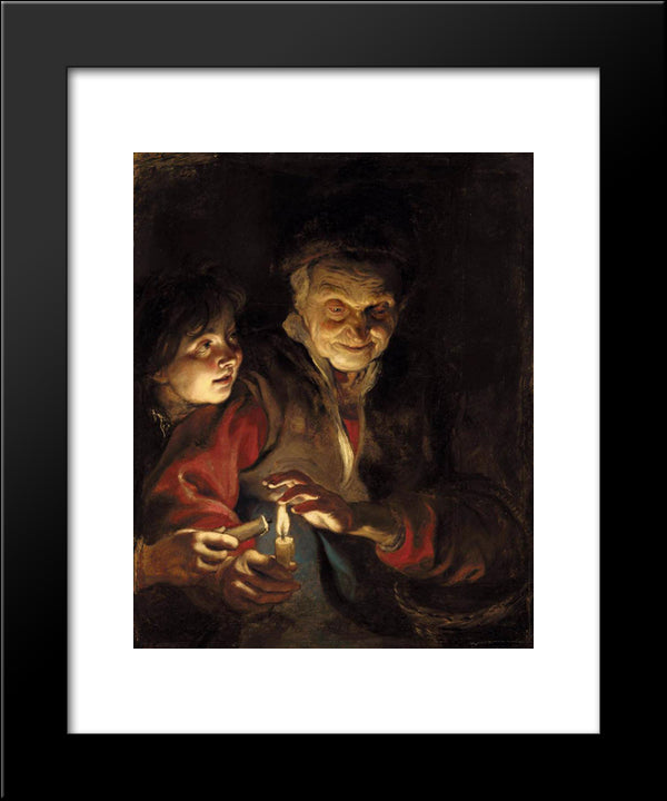 Night Scene 20x24 Black Modern Wood Framed Art Print Poster by Rubens, Peter Paul