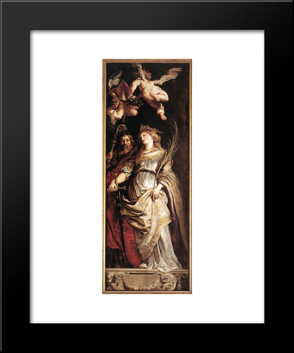 Raising Of The Cross - Sts Eligius And Catherine 20x24 Black Modern Wood Framed Art Print Poster by Rubens, Peter Paul