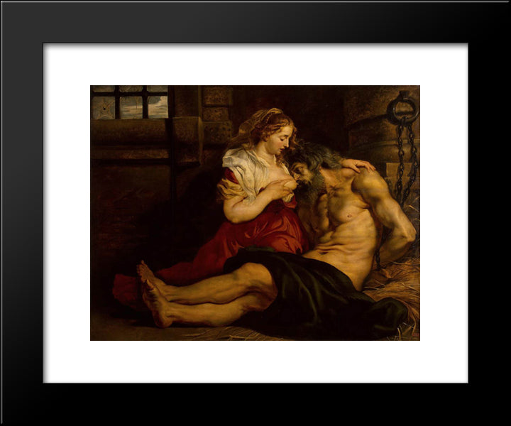 Roman Charity 20x24 Black Modern Wood Framed Art Print Poster by Rubens, Peter Paul
