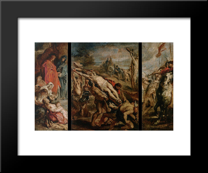 The Raising Of The Cross 20x24 Black Modern Wood Framed Art Print Poster by Rubens, Peter Paul