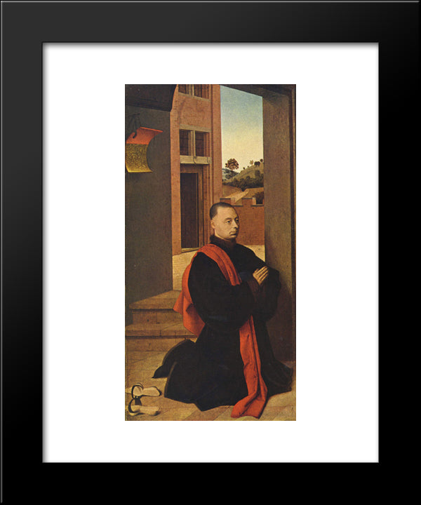 Kneeling Male Donor 20x24 Black Modern Wood Framed Art Print Poster by Christus, Petrus